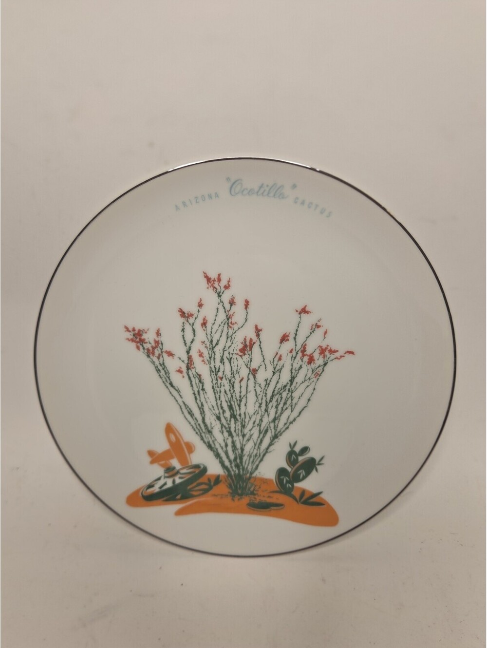 Vintage Blakely Oil - Arizona Cactus - Ocotillo - 10" Fine China Dinner Plate